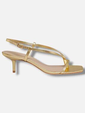 22élevé Women's Gold Barely There 50MM Leather Sandals Shoes Size EU:38 US:8